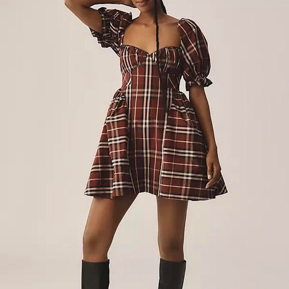 ANTHROPOLOGIE plaid mini dress